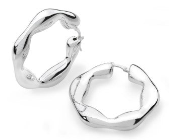 Silver Hexagonal Hoop Earrings Gardiner Brothers