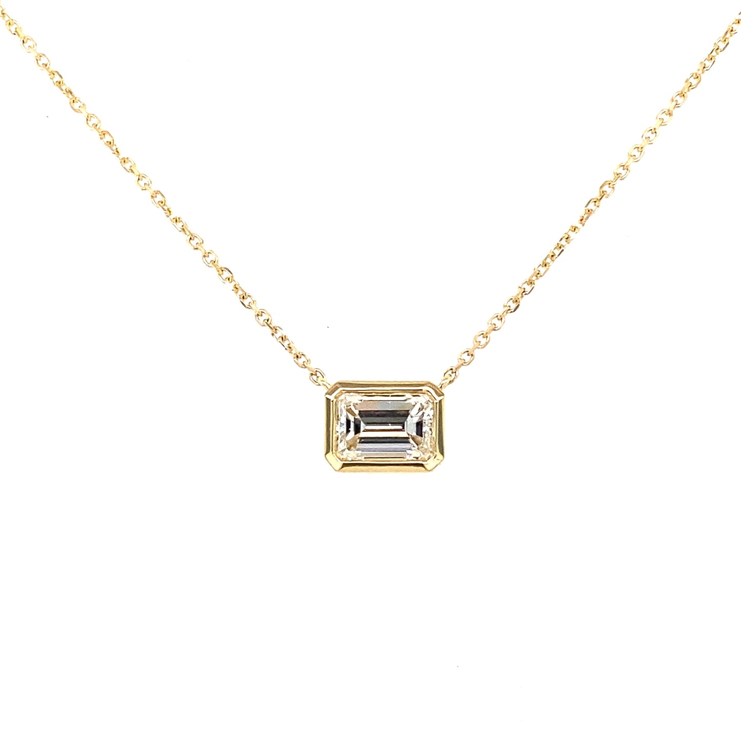 Emerald cut Diamond Rub-over style pendant - 0.99cts Gardiner Brothers