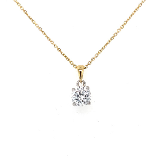 Round brilliant Cut Diamond Solitaire Pendant - 0.80cts  Gardiner Brothers