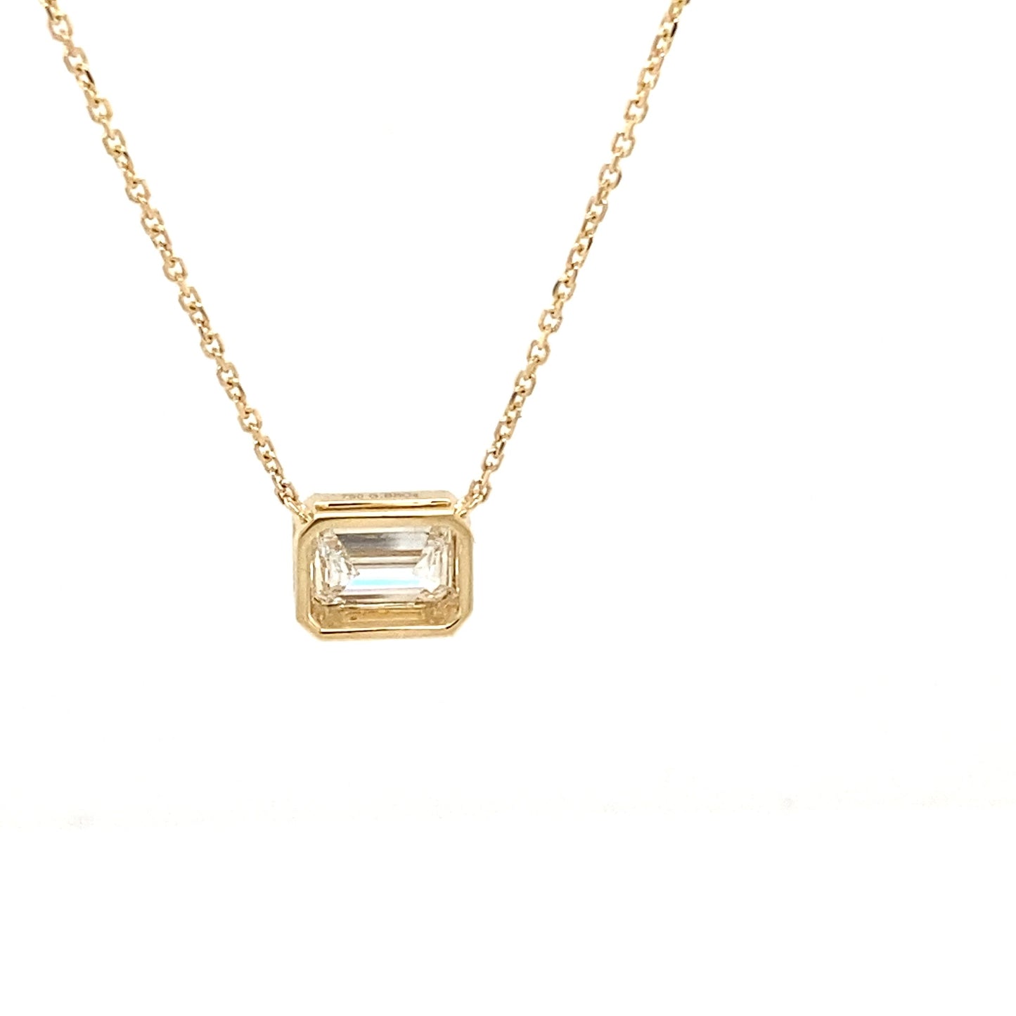 Emerald cut Diamond Rub-over style pendant - 0.99cts Gardiner Brothers