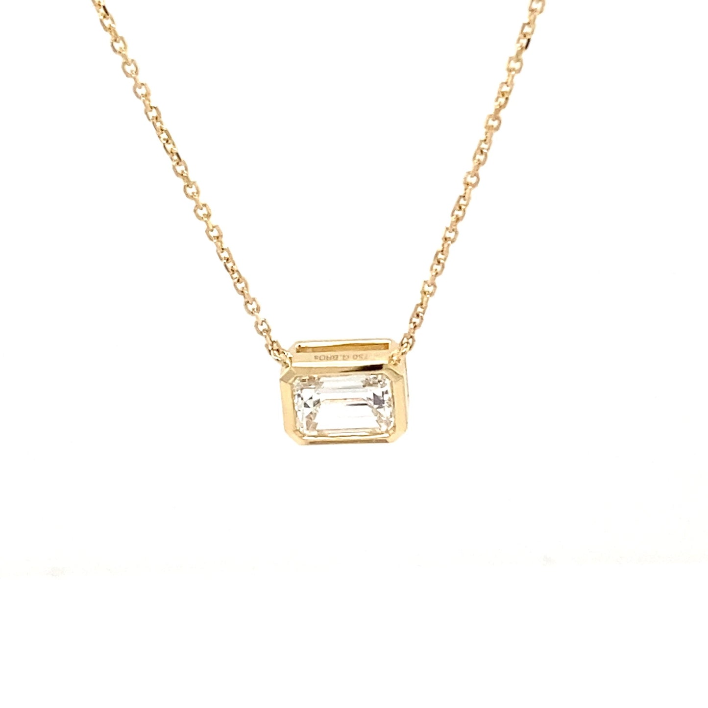 Emerald cut Diamond Rub-over style pendant - 0.99cts Gardiner Brothers