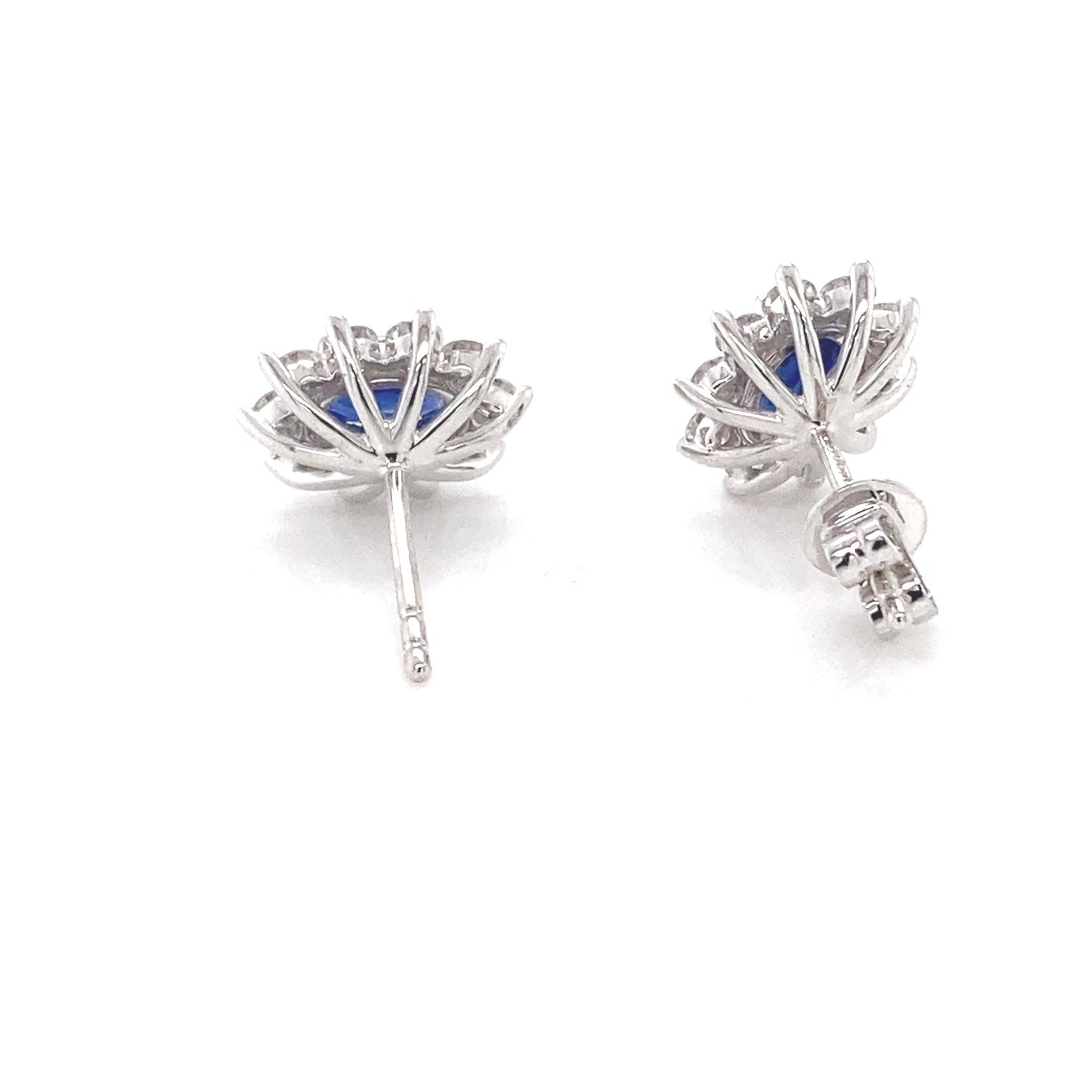 Sapphire and round brilliant cut diamond cluster style earrings Gardiner Brothers