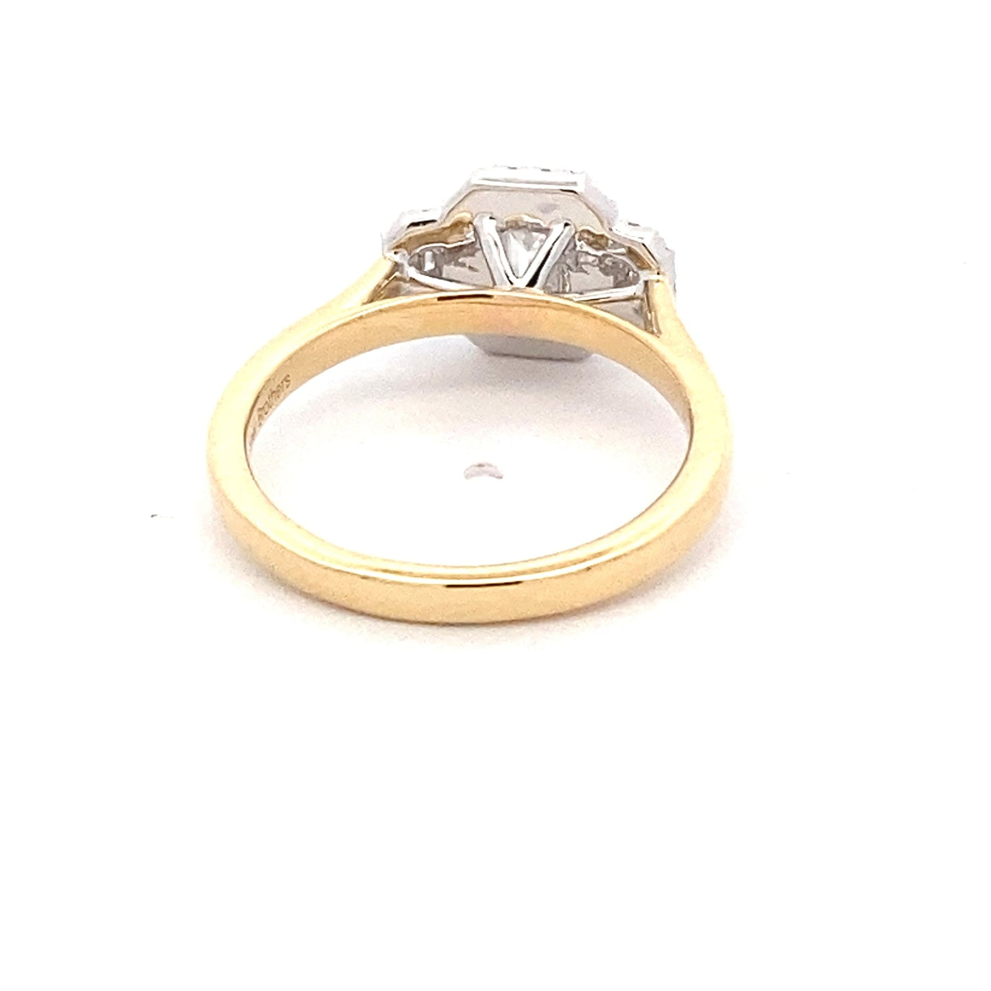 Emerald Cut Diamond 3 Stone Halo Cluster Style Ring - 0.98cts Gardiner Brothers