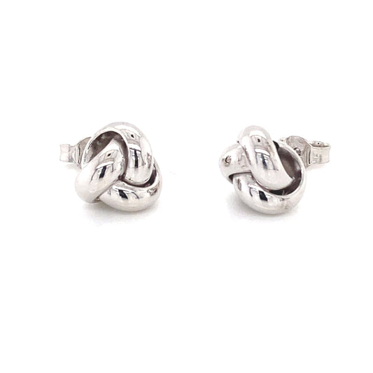 White Gold 'Woolmark' Knot Style Earrings  Gardiner Brothers