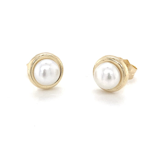 Yellow Gold Pearl Stud Earrings  Gardiner Brothers
