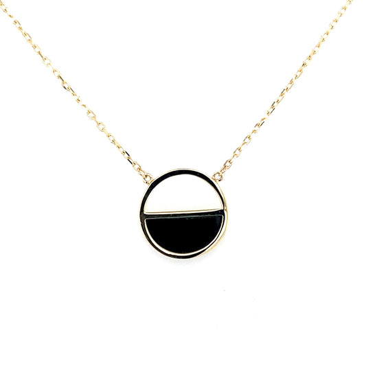 Yellow Gold Onyx Half Circle Necklet  Gardiner Brothers