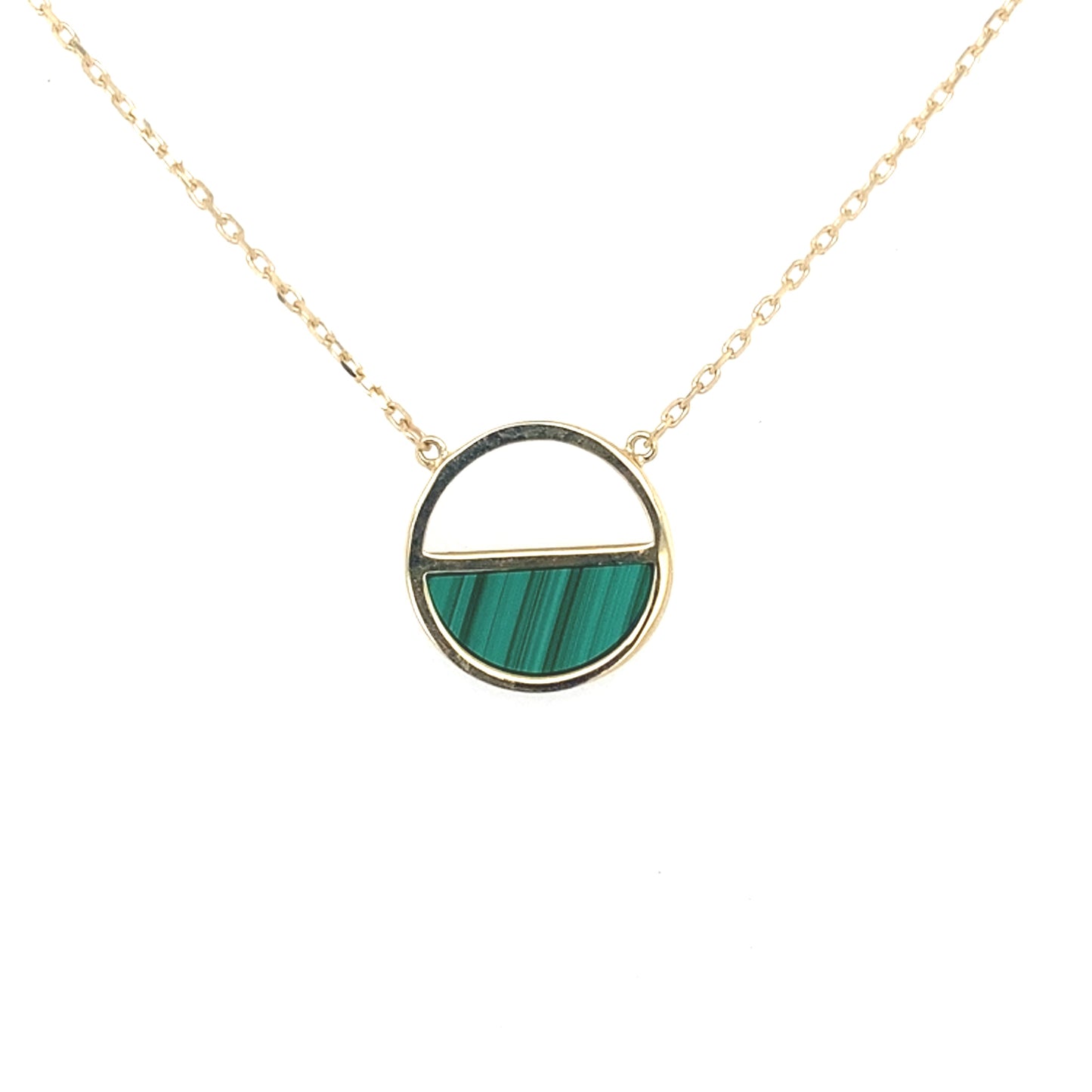 Yellow Gold Malachite Half Circle Necklet Gardiner Brothers
