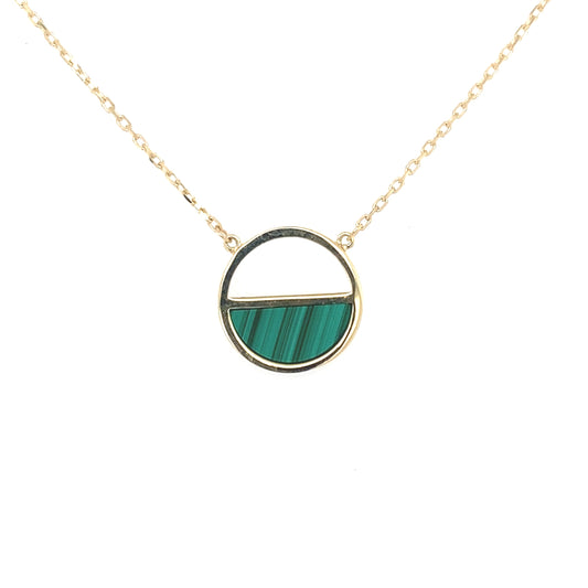 Yellow Gold Malachite Half Circle Necklet  Gardiner Brothers