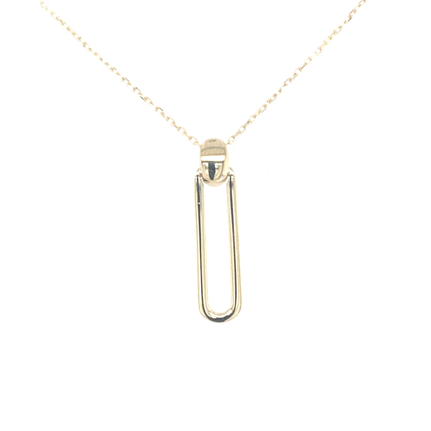 Yellow Gold PaperClip Style Pendant Gardiner Brothers
