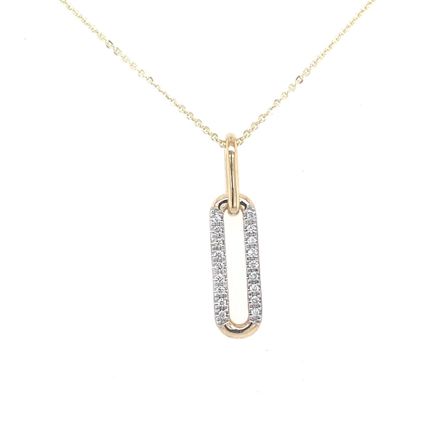 Yellow and White Gold Diamond Set Oblong Pendant Gardiner Brothers