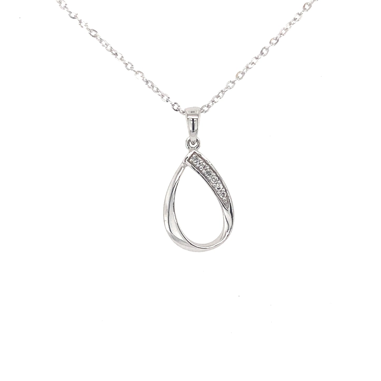 White Gold Open Teardrop Diamond Pendant Gardiner Brothers
