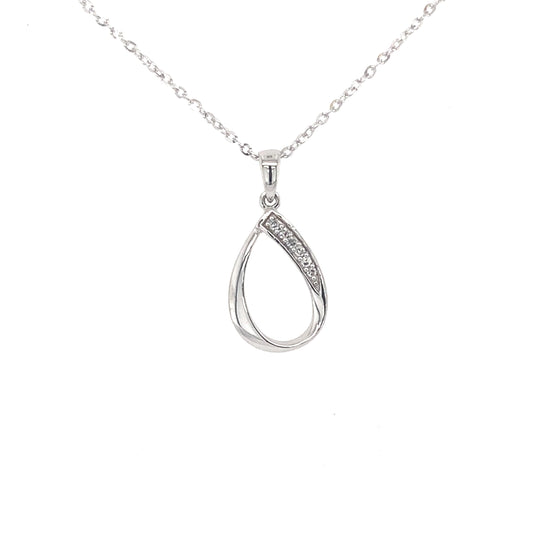 White Gold Open Teardrop Diamond Pendant  Gardiner Brothers
