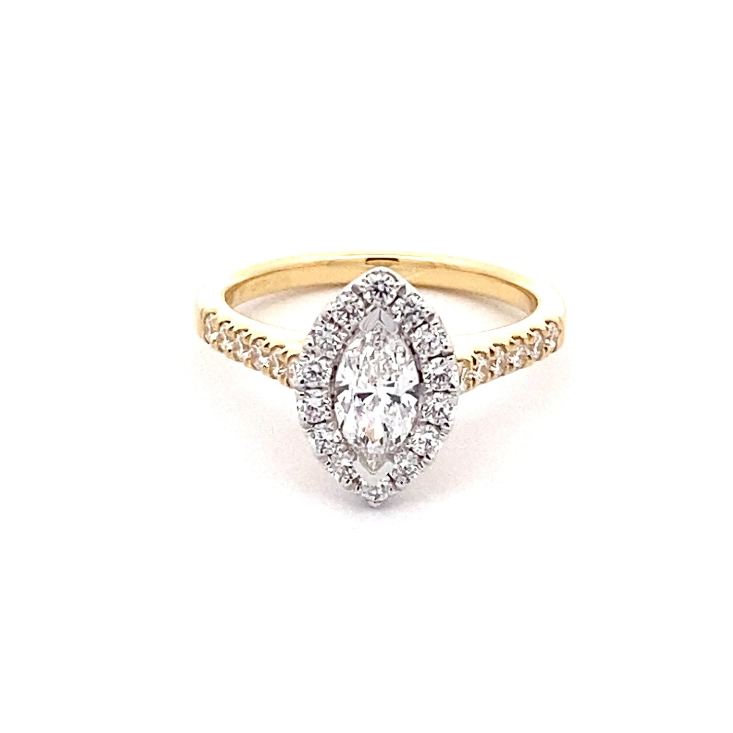 Marquise Shaped Diamond Halo Cluster Style Ring - 1.05cts Gardiner Brothers