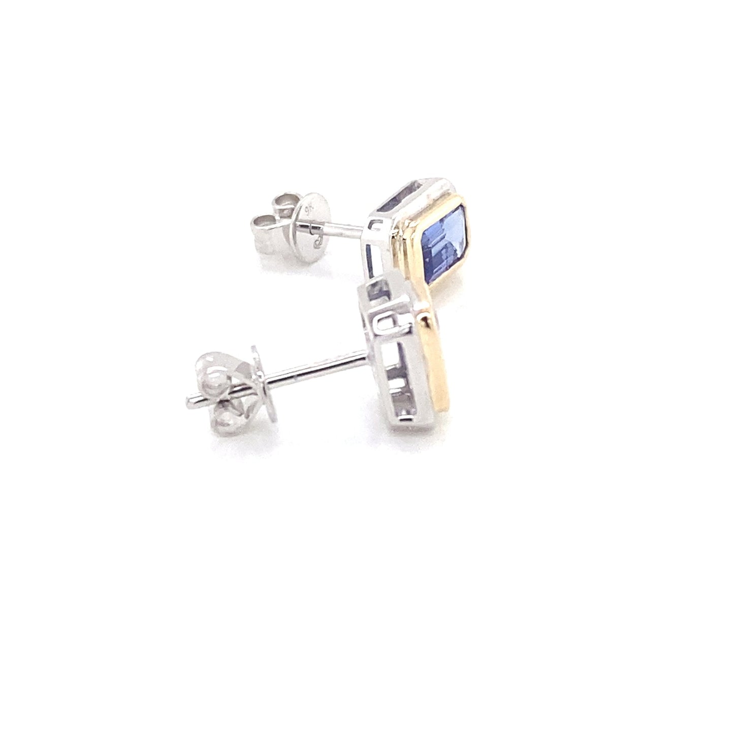 Yellow and White Gold Octagonal Tanzanite Earrings Gardiner Brothers