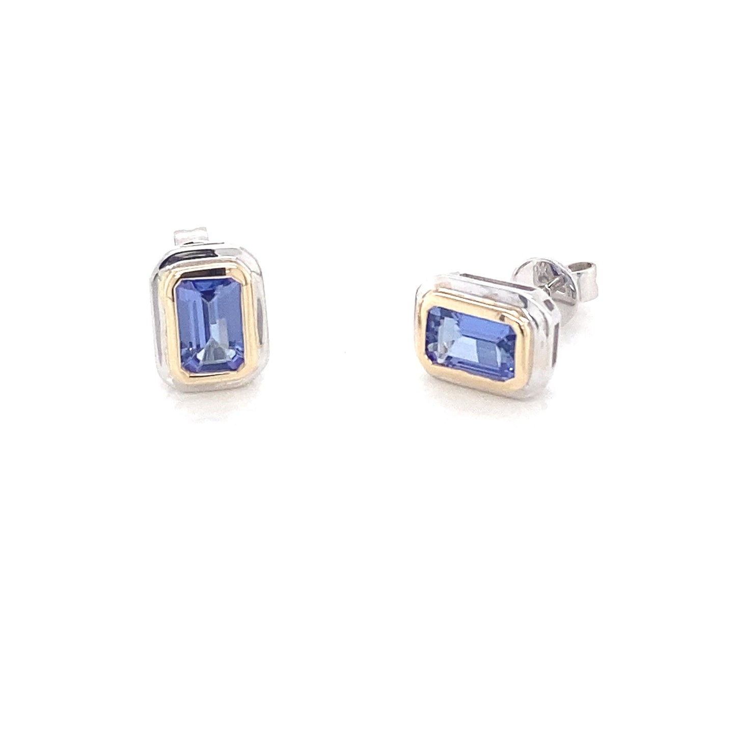 Yellow and White Gold Octagonal Tanzanite Earrings Gardiner Brothers