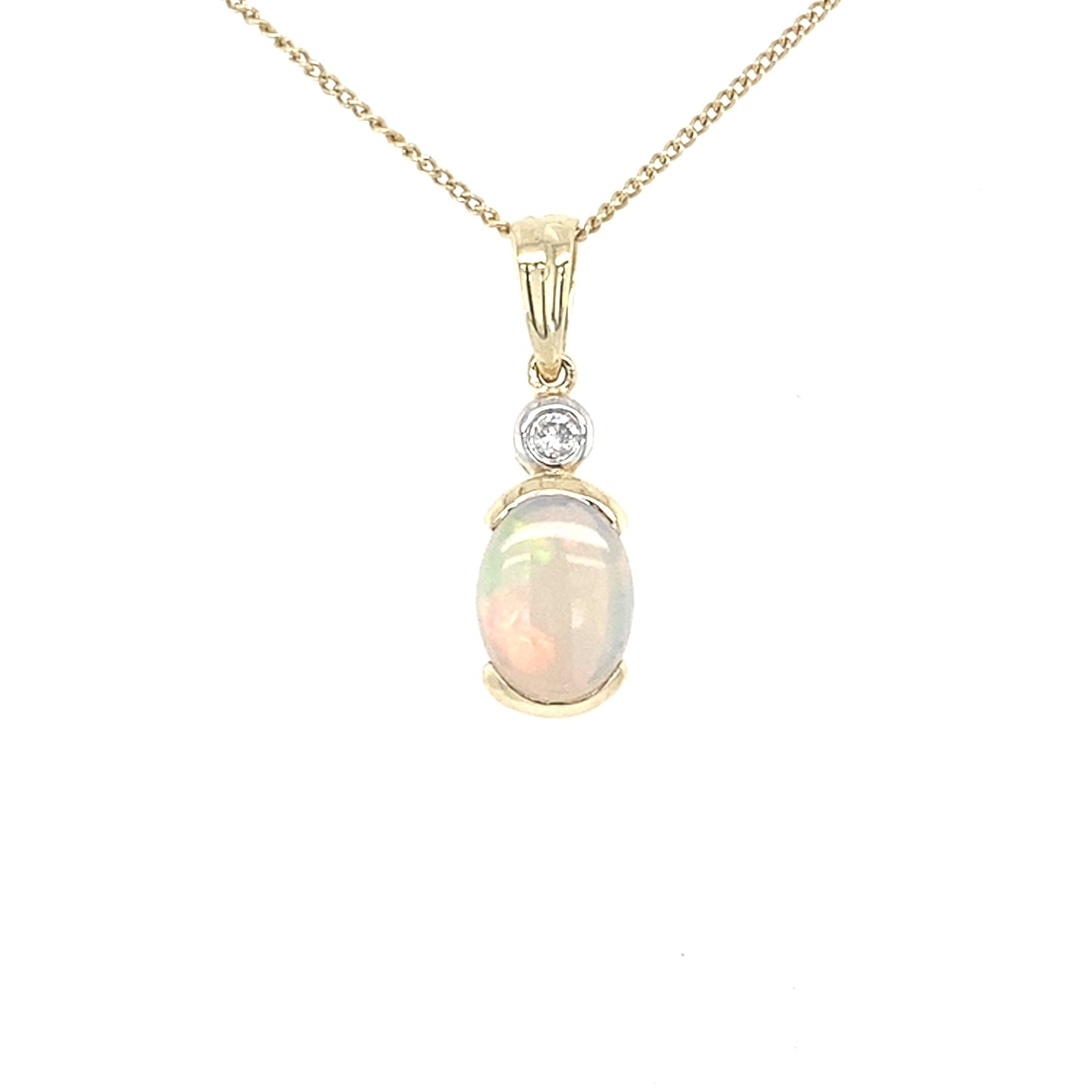 Yellow Gold Opal and Diamond Pendant Gardiner Brothers