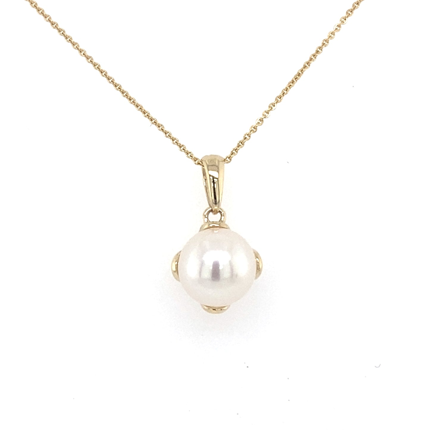 Yellow Gold Flower Style Pearl Pendant Gardiner Brothers