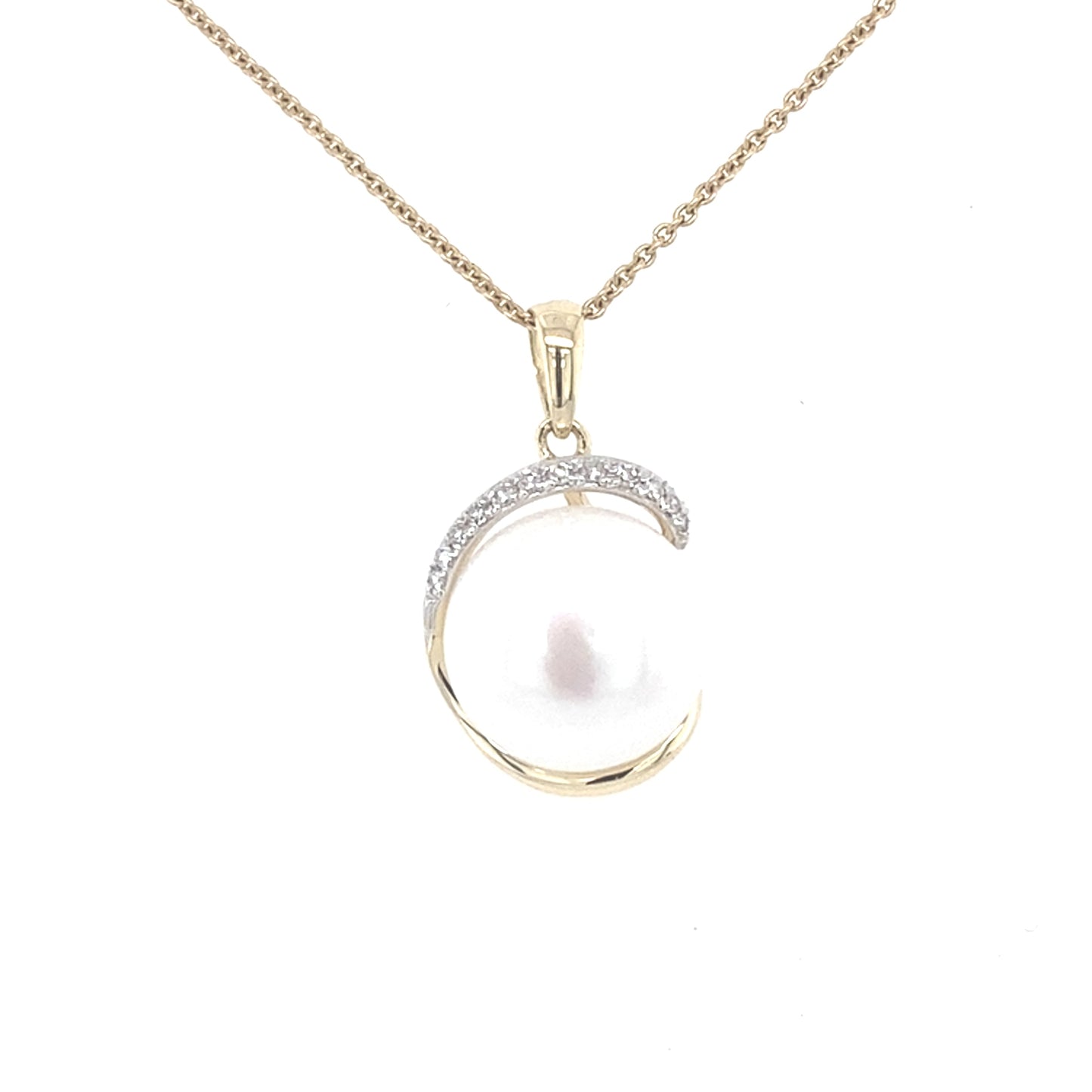 Yellow Gold Pearl and Diamond Fancy Style Pendant Gardiner Brothers