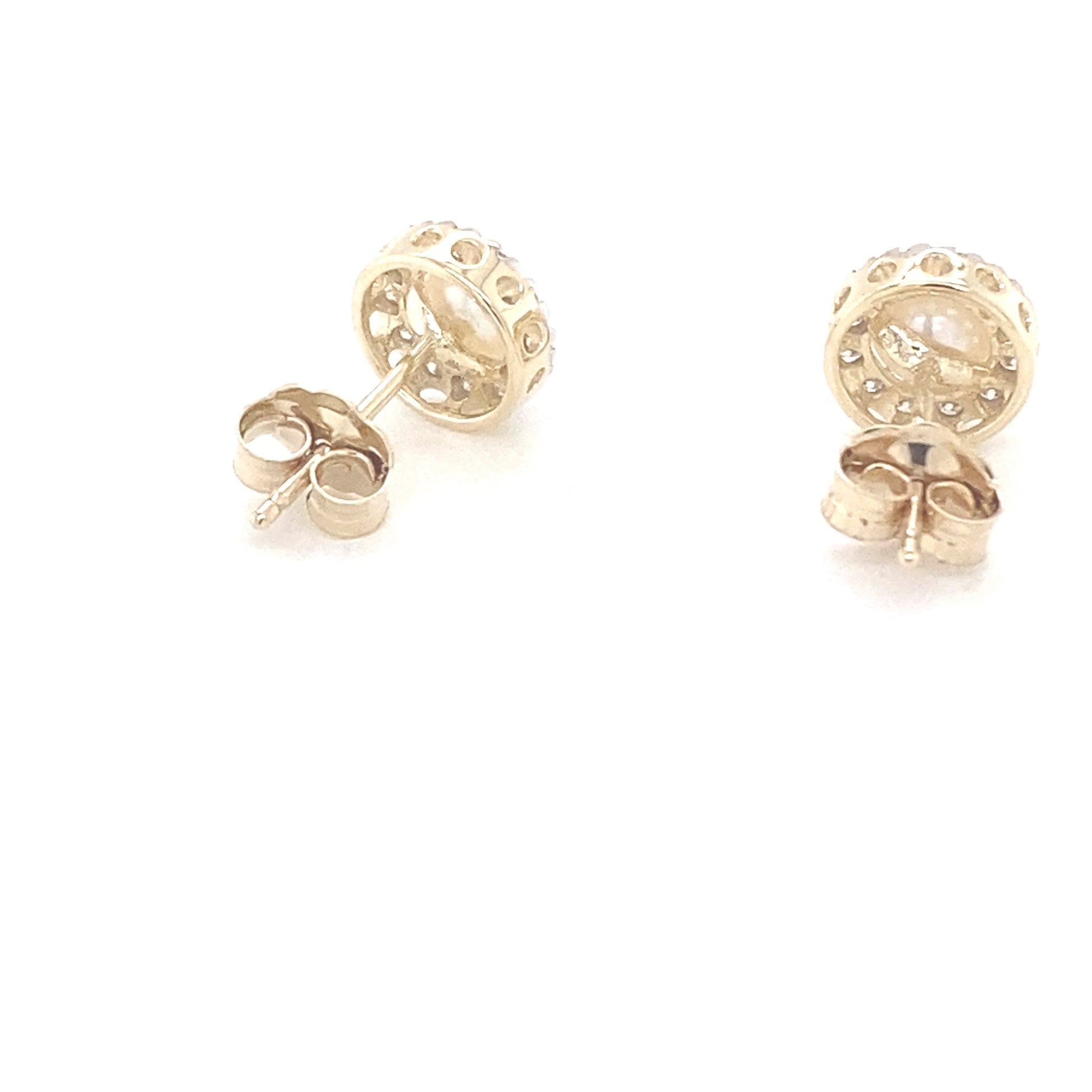 Yellow Gold Pearl and Diamond Halo Earrings  Gardiner Brothers