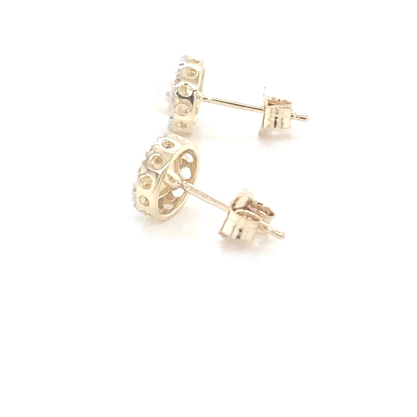 Yellow Gold Pearl and Diamond Halo Earrings Gardiner Brothers
