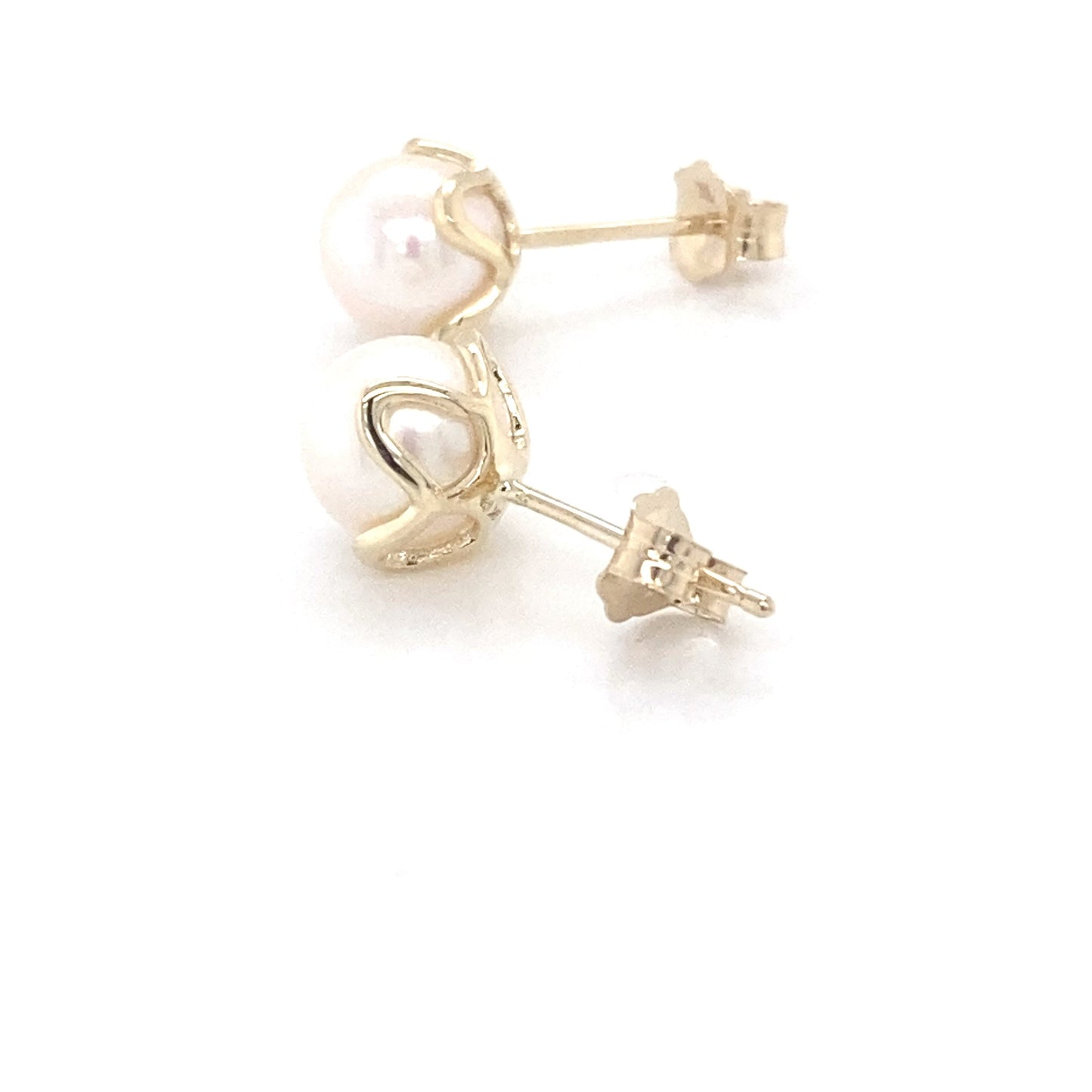 Yellow Gold Flower Style Pearl Earrings Gardiner Brothers
