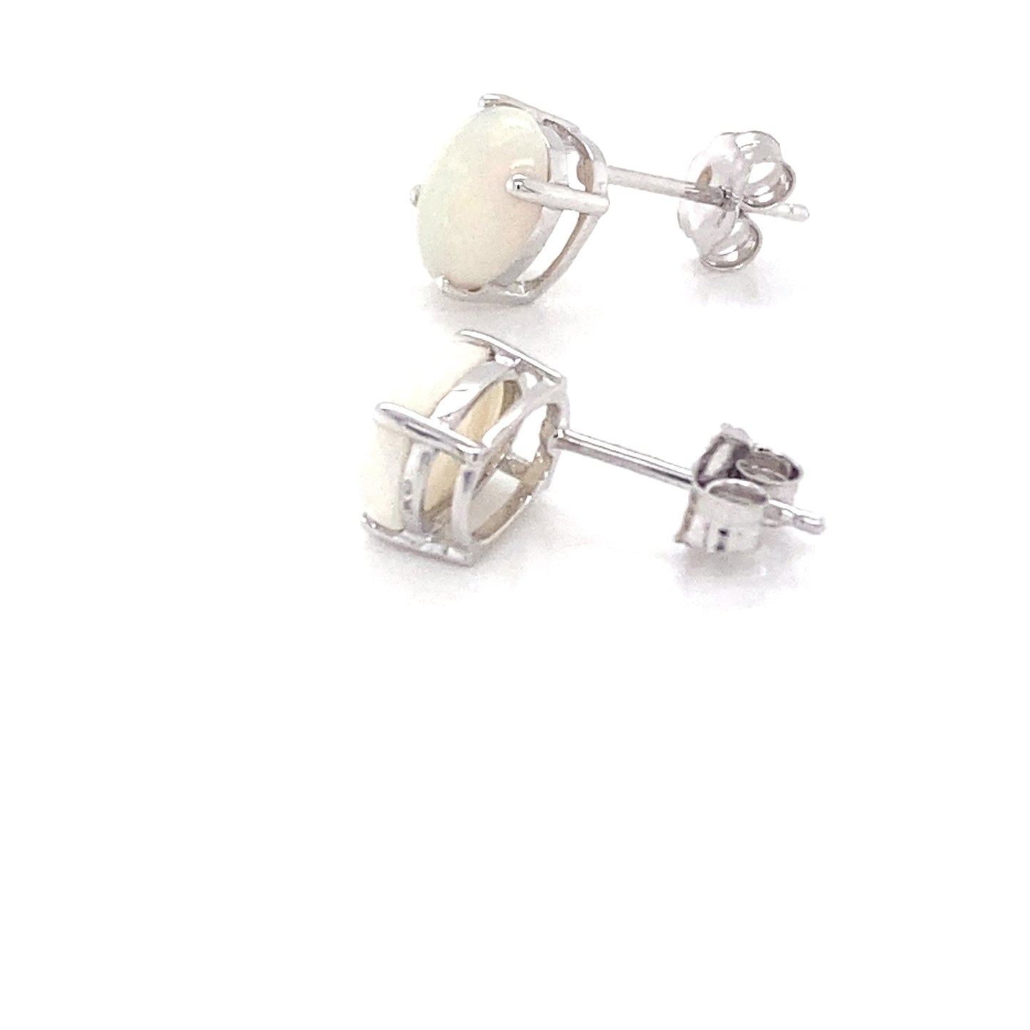 White Gold Opal Solitaire Earrings Gardiner Brothers