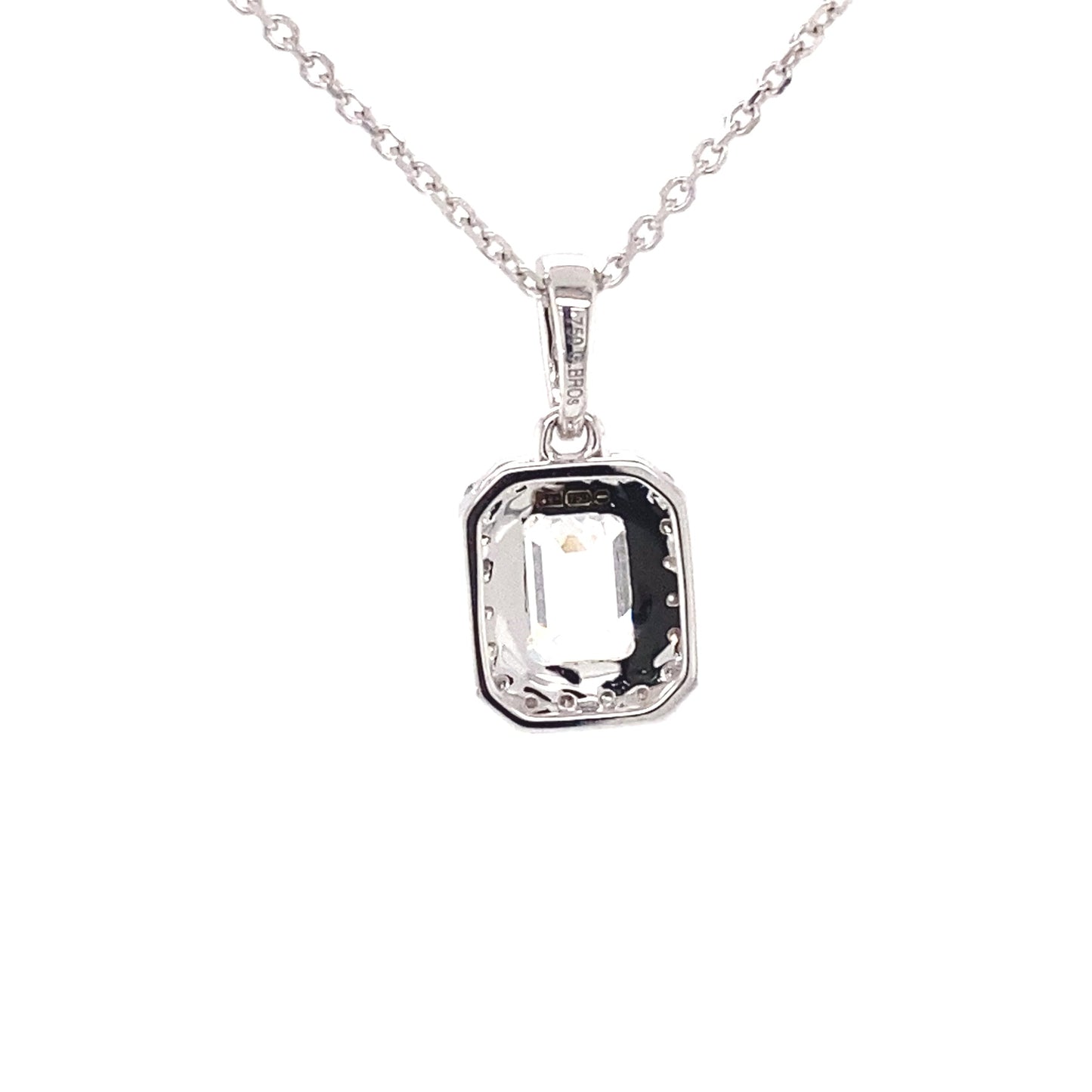 Emerald cut diamond halo cluster style pendant - 1.20cts Gardiner Brothers