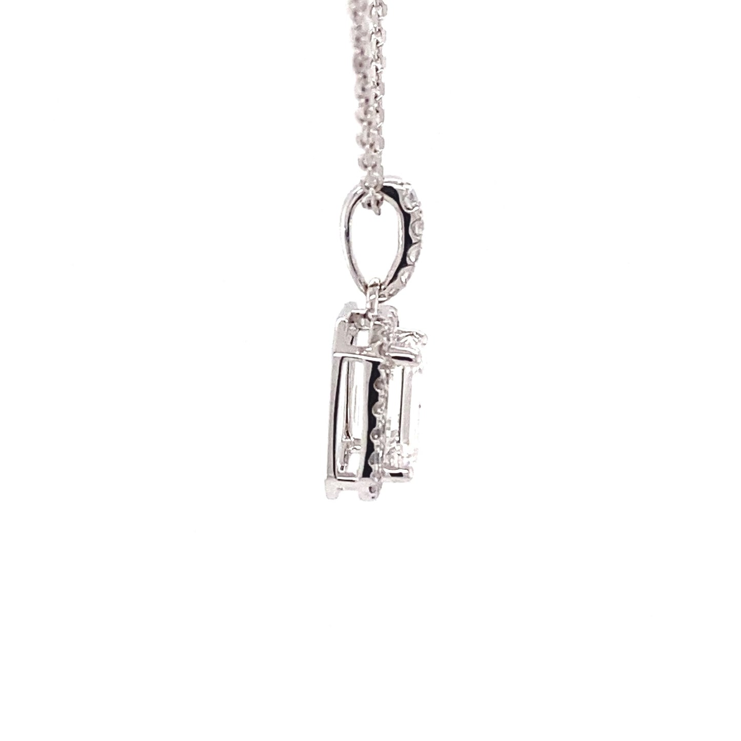 Emerald cut diamond halo cluster style pendant - 1.20cts Gardiner Brothers
