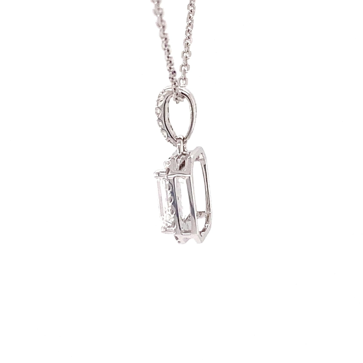 Emerald cut diamond halo cluster style pendant - 1.20cts Gardiner Brothers