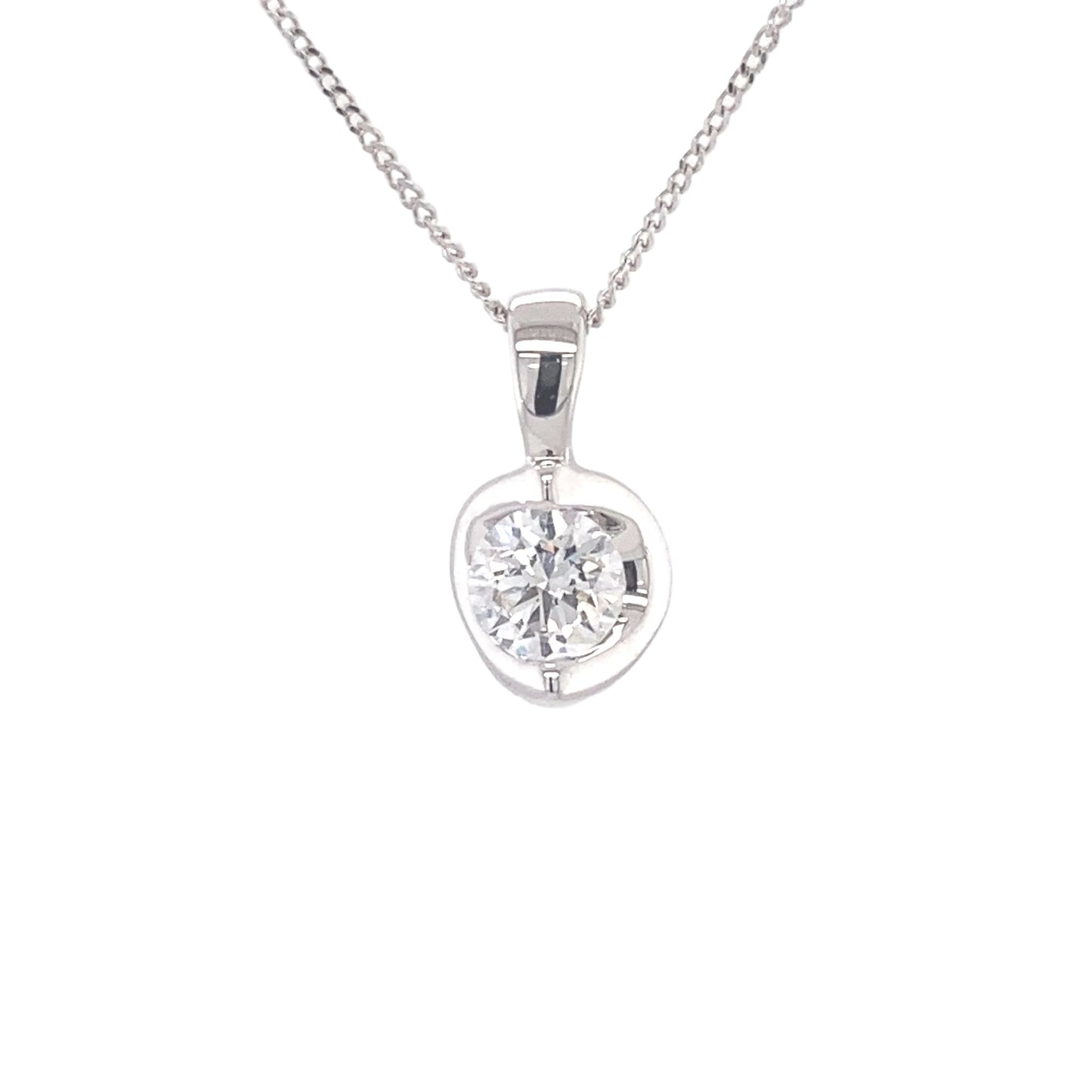 Round Brilliant Cut Diamond Fancy Style Solitaire Pendant - 0.51cts Gardiner Brothers