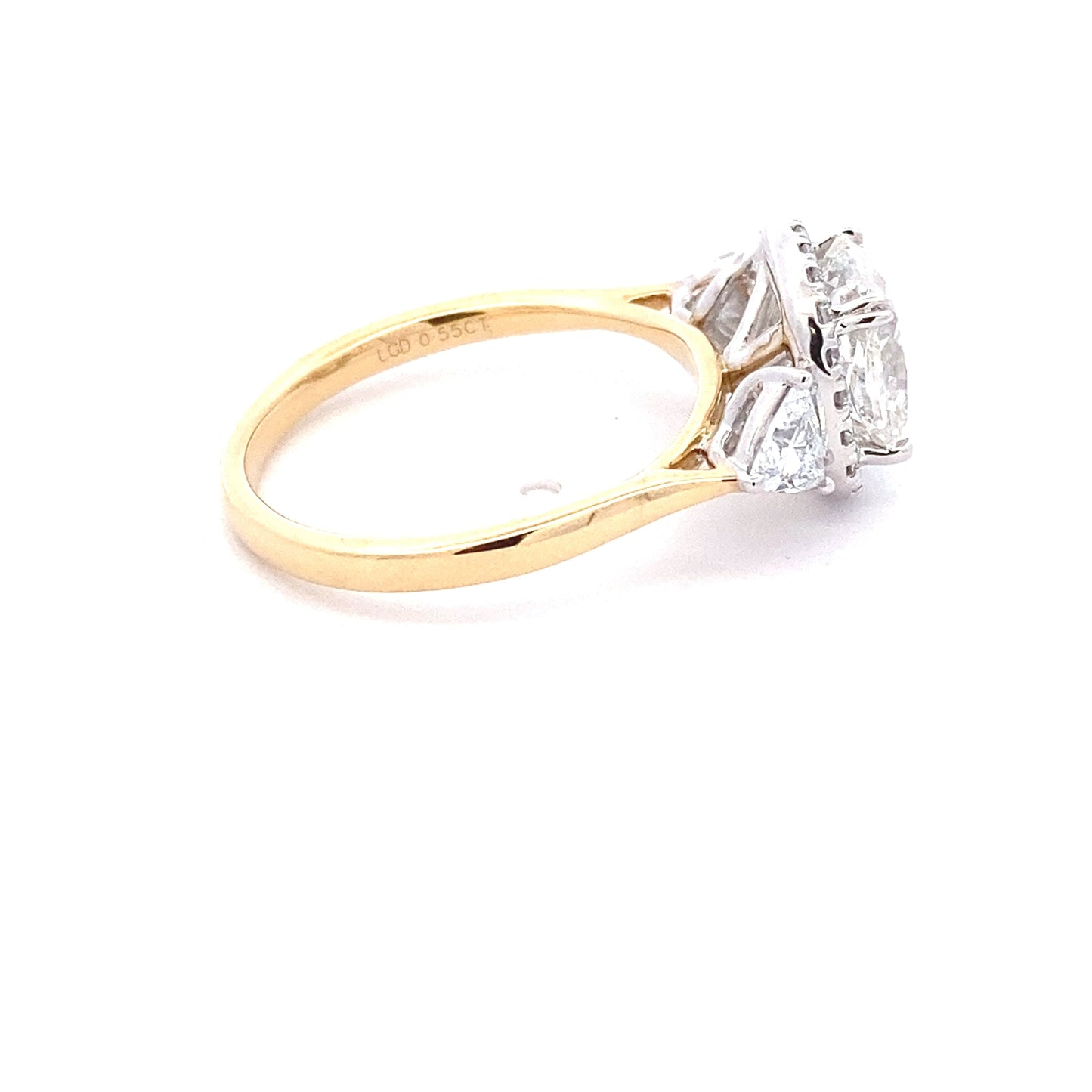 Lab Grown Cushion and Trillion Shaped Diamond 3 Stone Ring - 2.64cts Gardiner Brothers