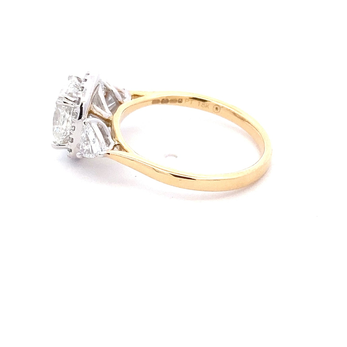 Lab Grown Cushion and Trillion Shaped Diamond 3 Stone Ring - 2.64cts Gardiner Brothers