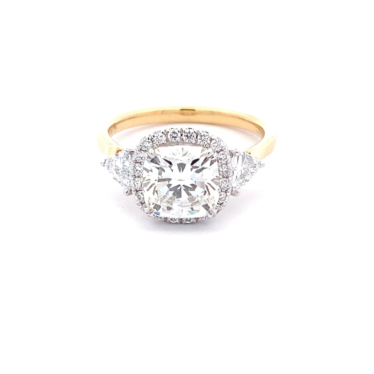 Lab Grown Cushion and Trillion Shaped Diamond 3 Stone Ring - 2.64cts Gardiner Brothers