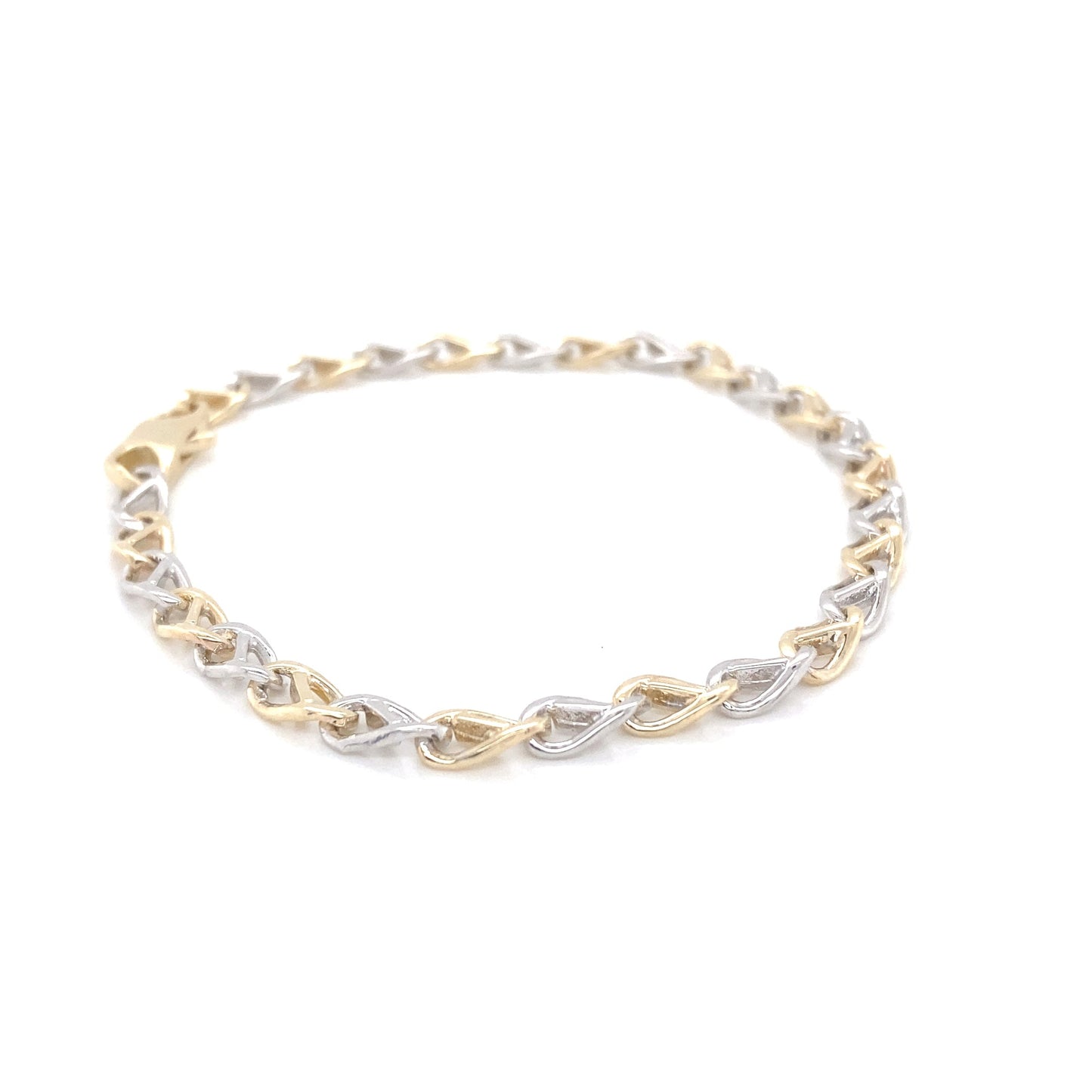 Yellow and White Gold Flat Infinity Link Bracelet Gardiner Brothers