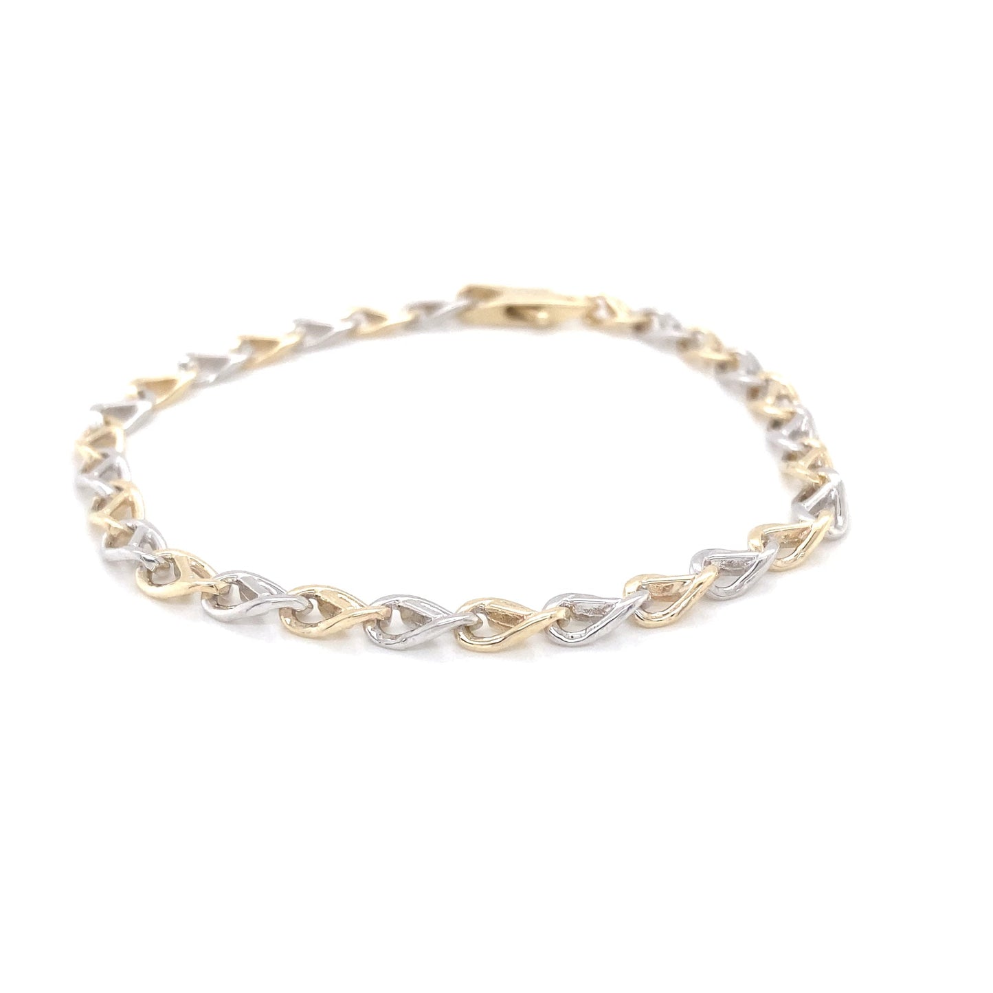 Yellow and White Gold Flat Infinity Link Bracelet Gardiner Brothers
