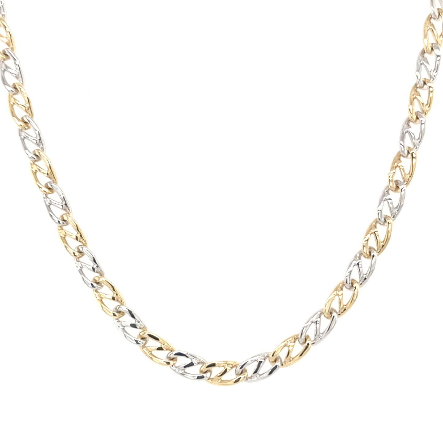 Yellow and White Gold Flat Infinity Link Necklet Gardiner Brothers