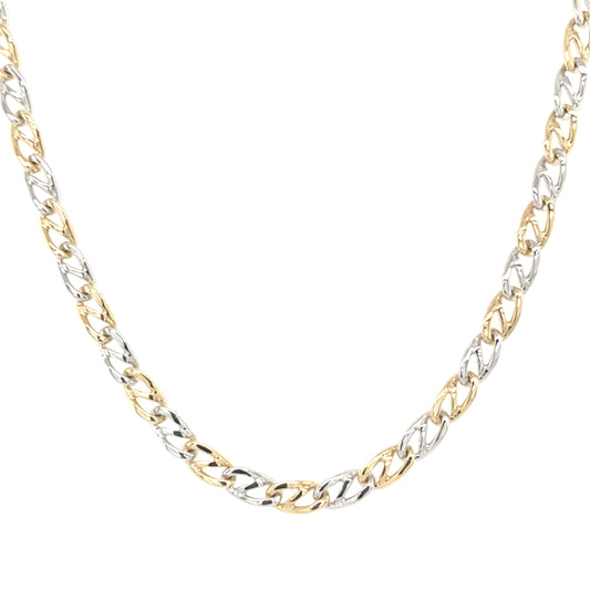 Yellow and White Gold Flat Infinity Link Necklet  Gardiner Brothers