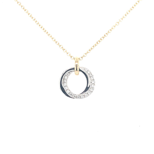 Yellow and White Gold Diamond Double Circle Pendant  Gardiner Brothers