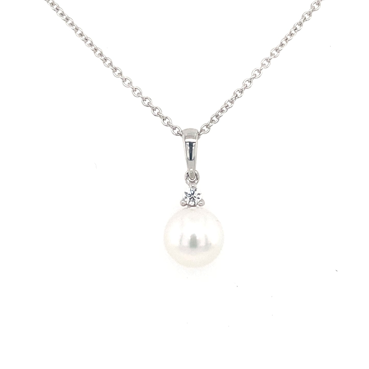 White Gold Pearl and Diamond Pendant Gardiner Brothers