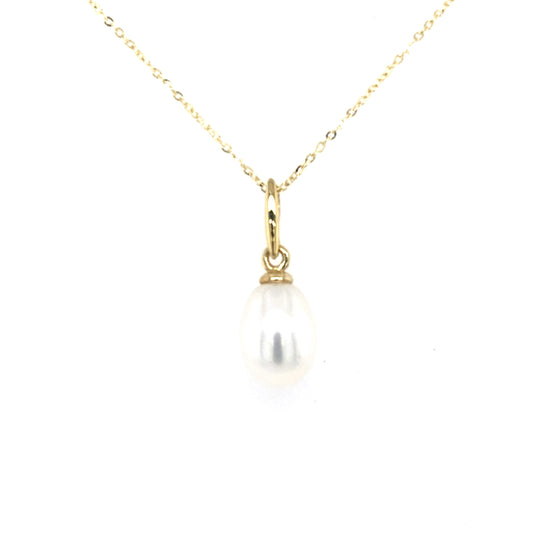 Yellow Gold Pearl Drop Pendant  Gardiner Brothers