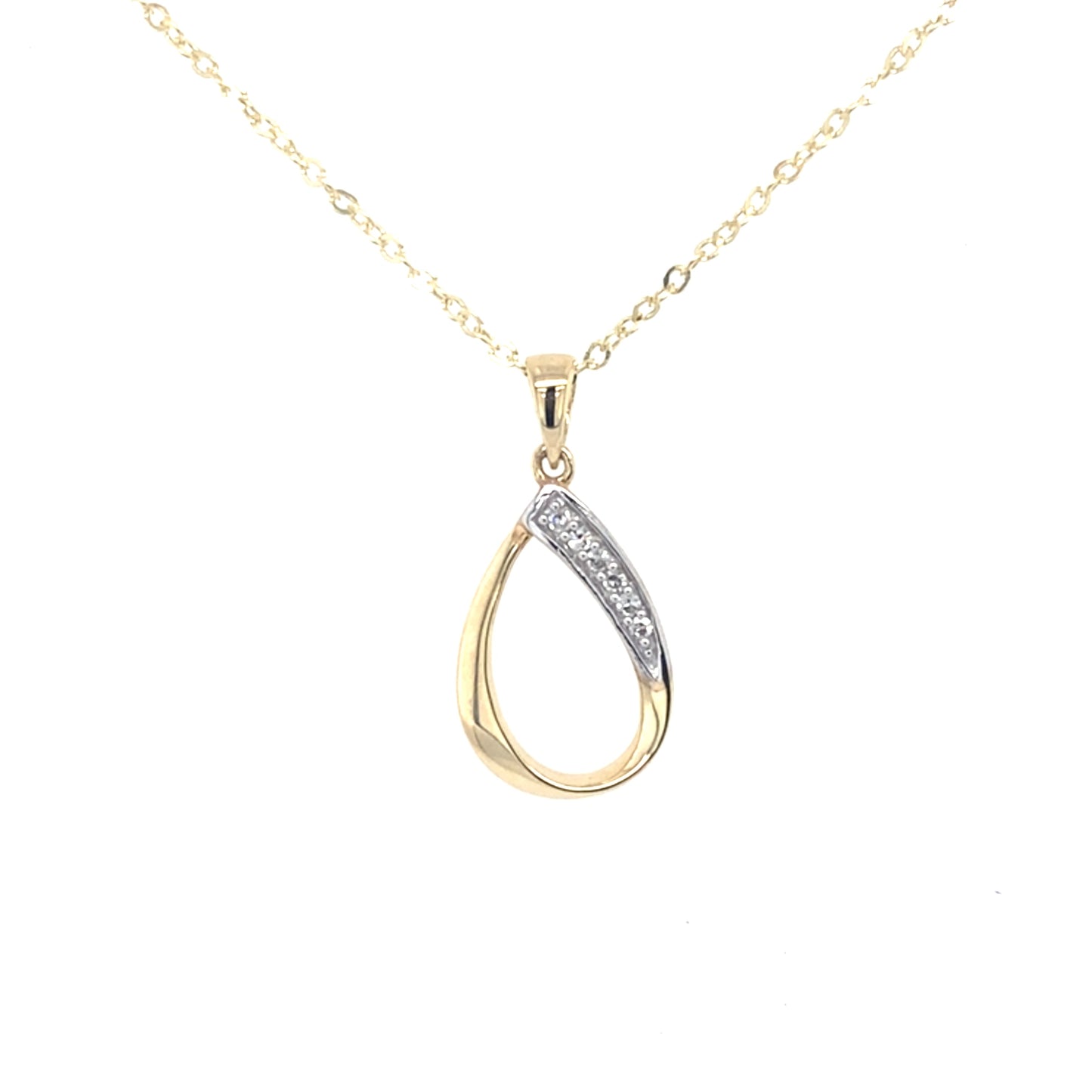 Yellow and White Gold Diamond Teardrop Pendant Gardiner Brothers
