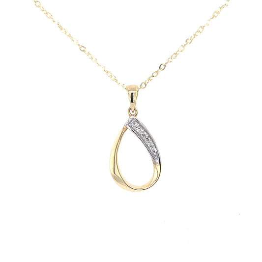 Yellow and White Gold Diamond Teardrop Pendant  Gardiner Brothers