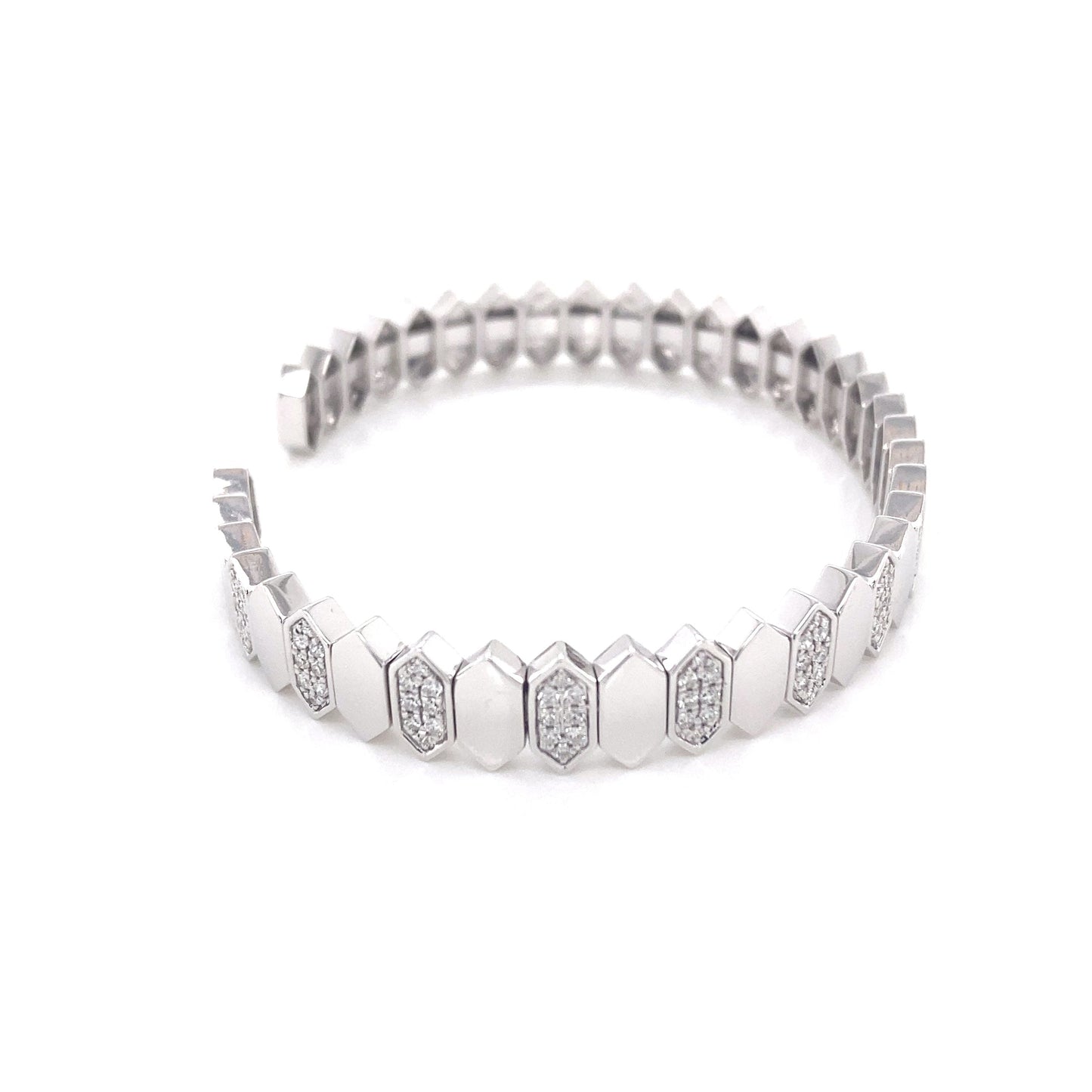 White Gold Diamond Set Flex Bangle Gardiner Brothers