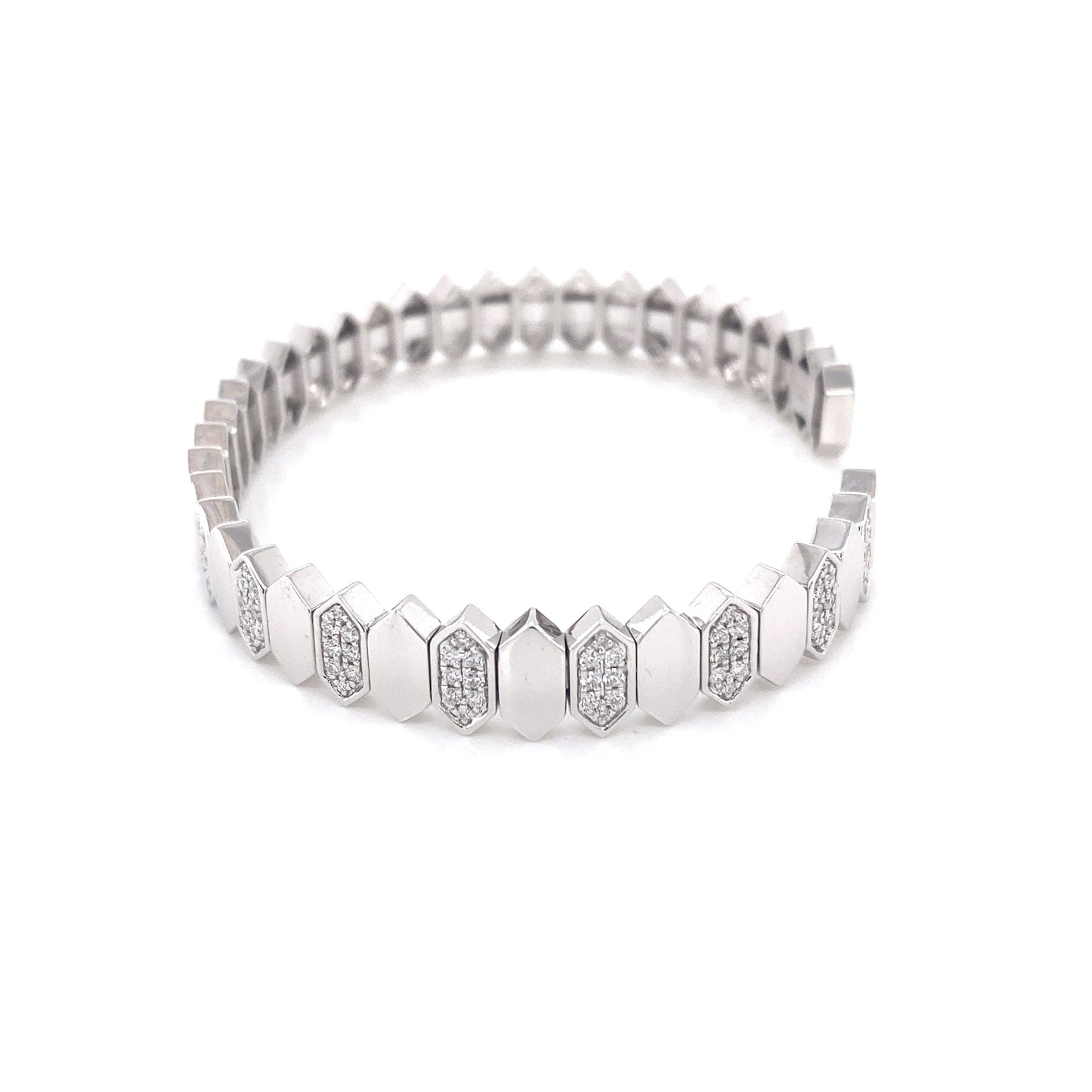White Gold Diamond Set Flex Bangle Gardiner Brothers