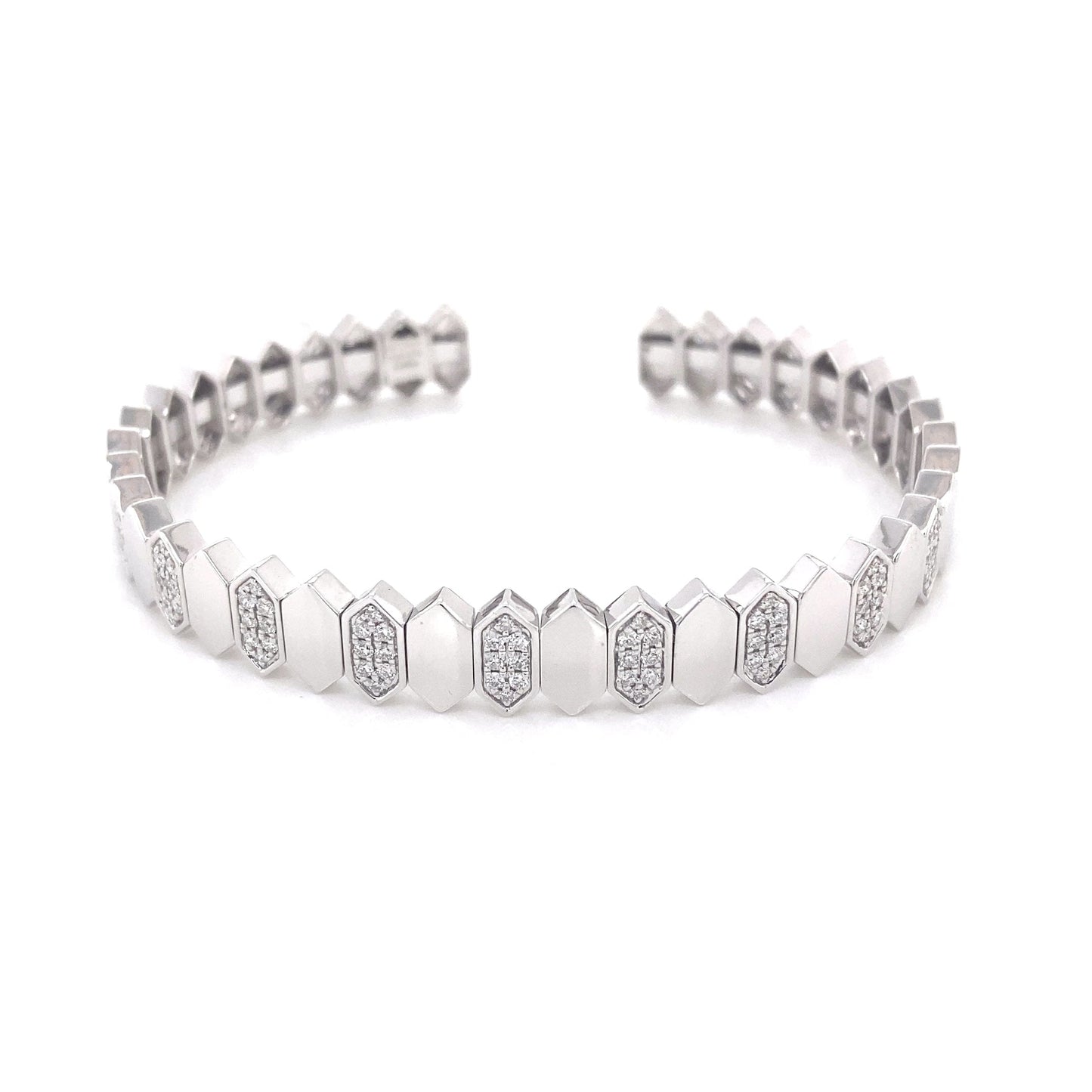 White Gold Diamond Set Flex Bangle Gardiner Brothers