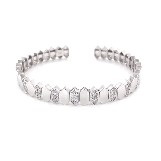 White Gold Diamond Set Flex Bangle  Gardiner Brothers