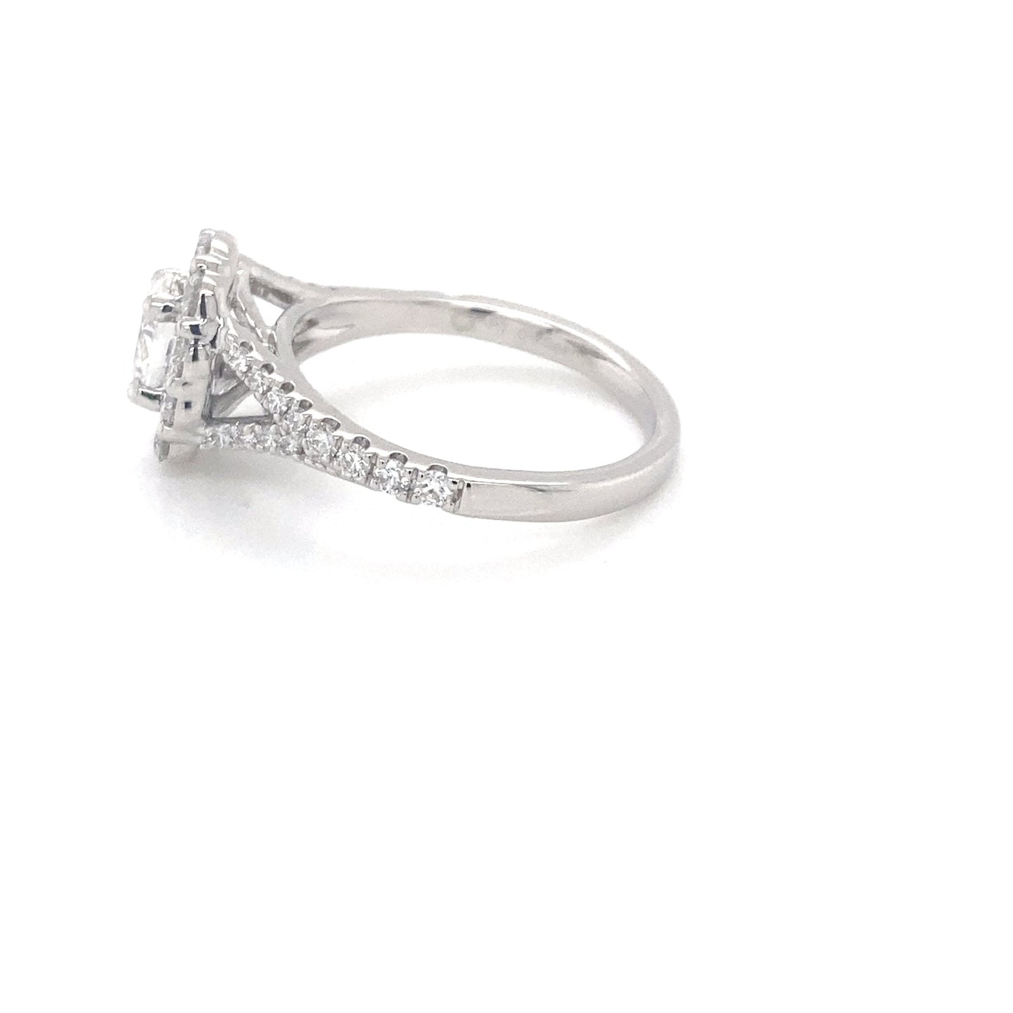 Oval Shaped Diamond Halo Ring with split shoulders - 1.20cts Gardiner Brothers