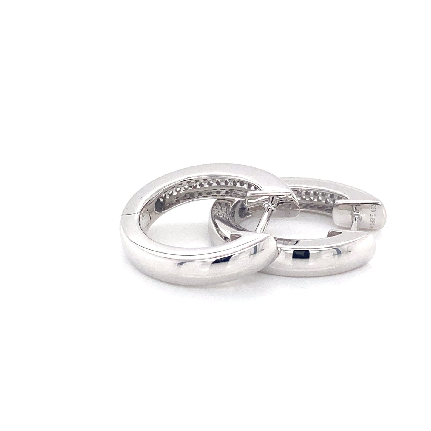 Round Brilliant Cut Diamond 3 Row Hoop Style Earrings Gardiner Brothers