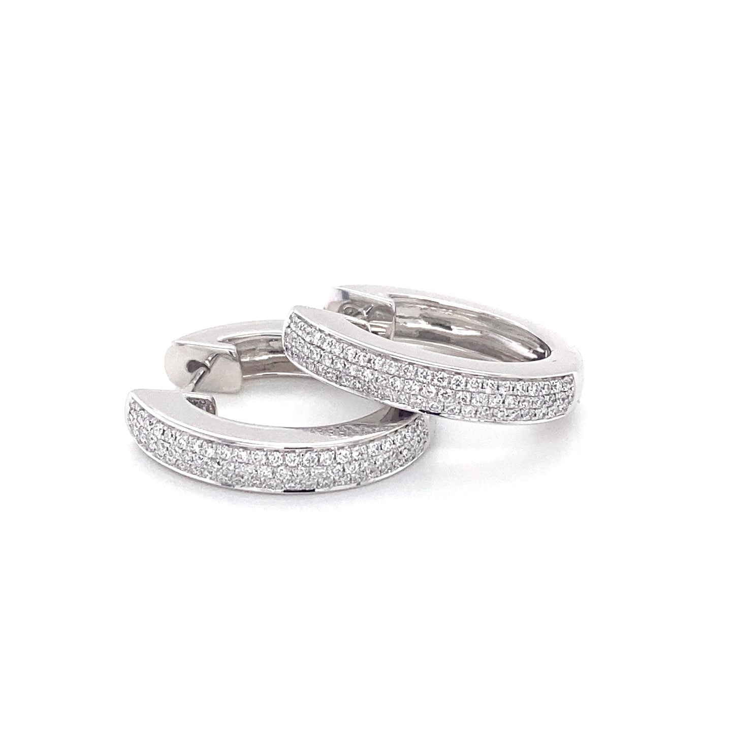 Round Brilliant Cut Diamond 3 Row Hoop Style Earrings Gardiner Brothers