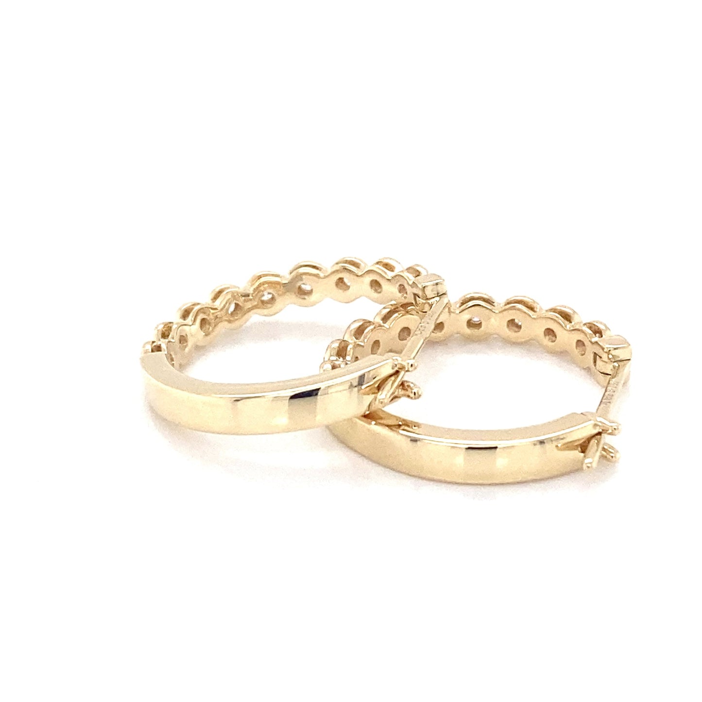 Yellow Gold and Round Brilliant cut diamond hoop earrings Gardiner Brothers